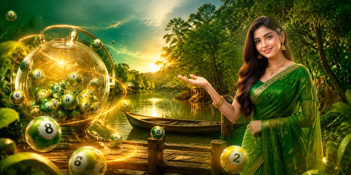 সুন্দরবনের পটভূমিতে 755bd লটারি গেম উপভোগ করছেন একজন বাংলাদেশি নারী